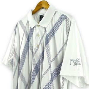 Page & Tuttle Mens White & Blue Argyle Polo XXL 10464
